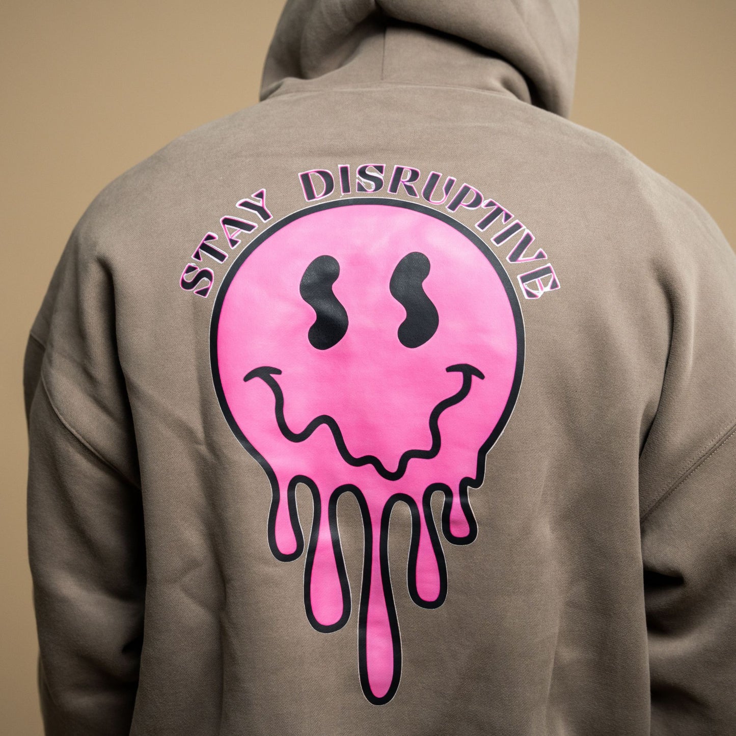 Coffee/Pink 'Stay Disruptive' Vintage Hoodie