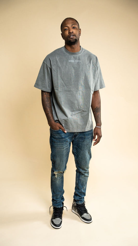 Grey/Green 'Stay Disruptive' Vintage Tee